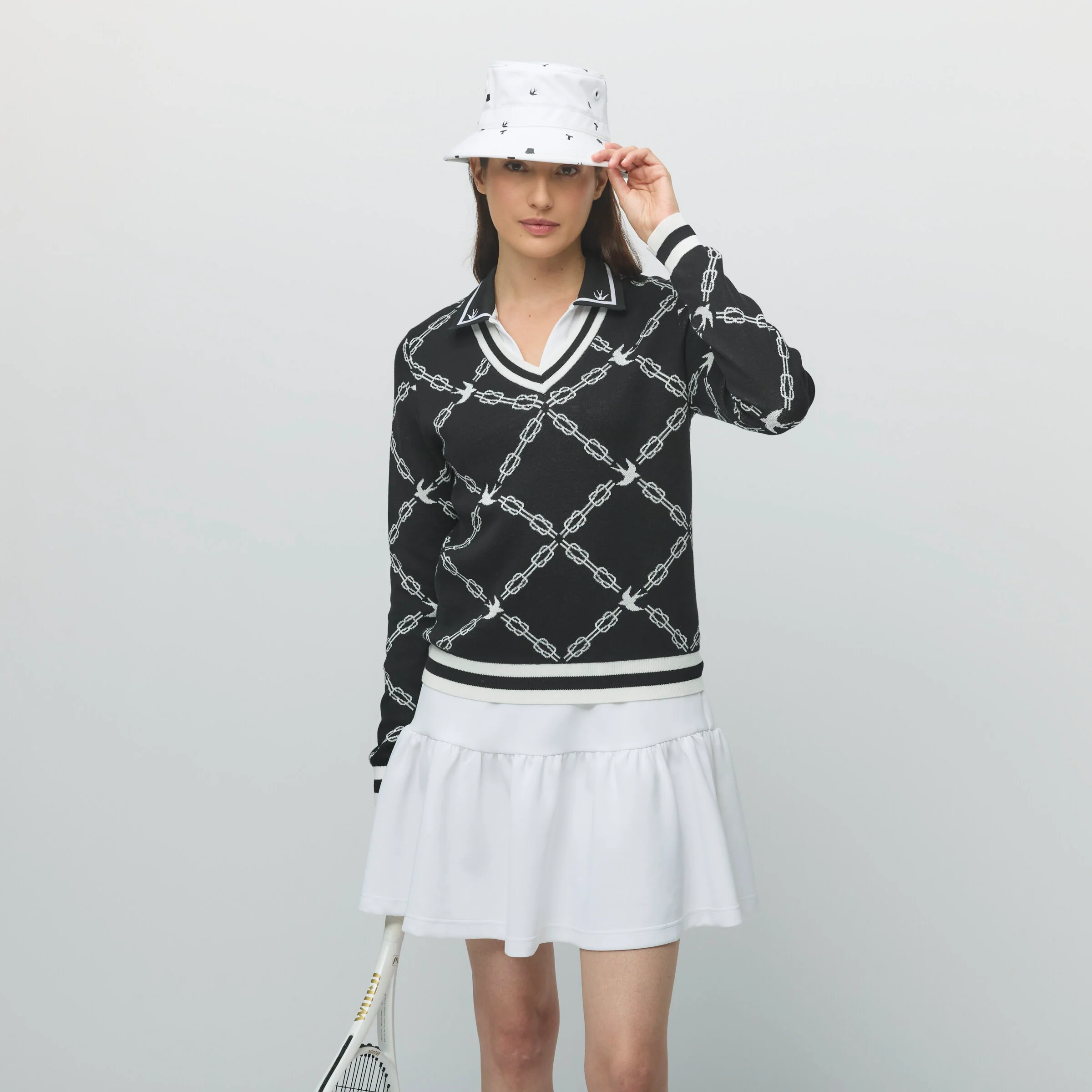 Birdie Links V-Neck Jacquard Sweater - Image 4