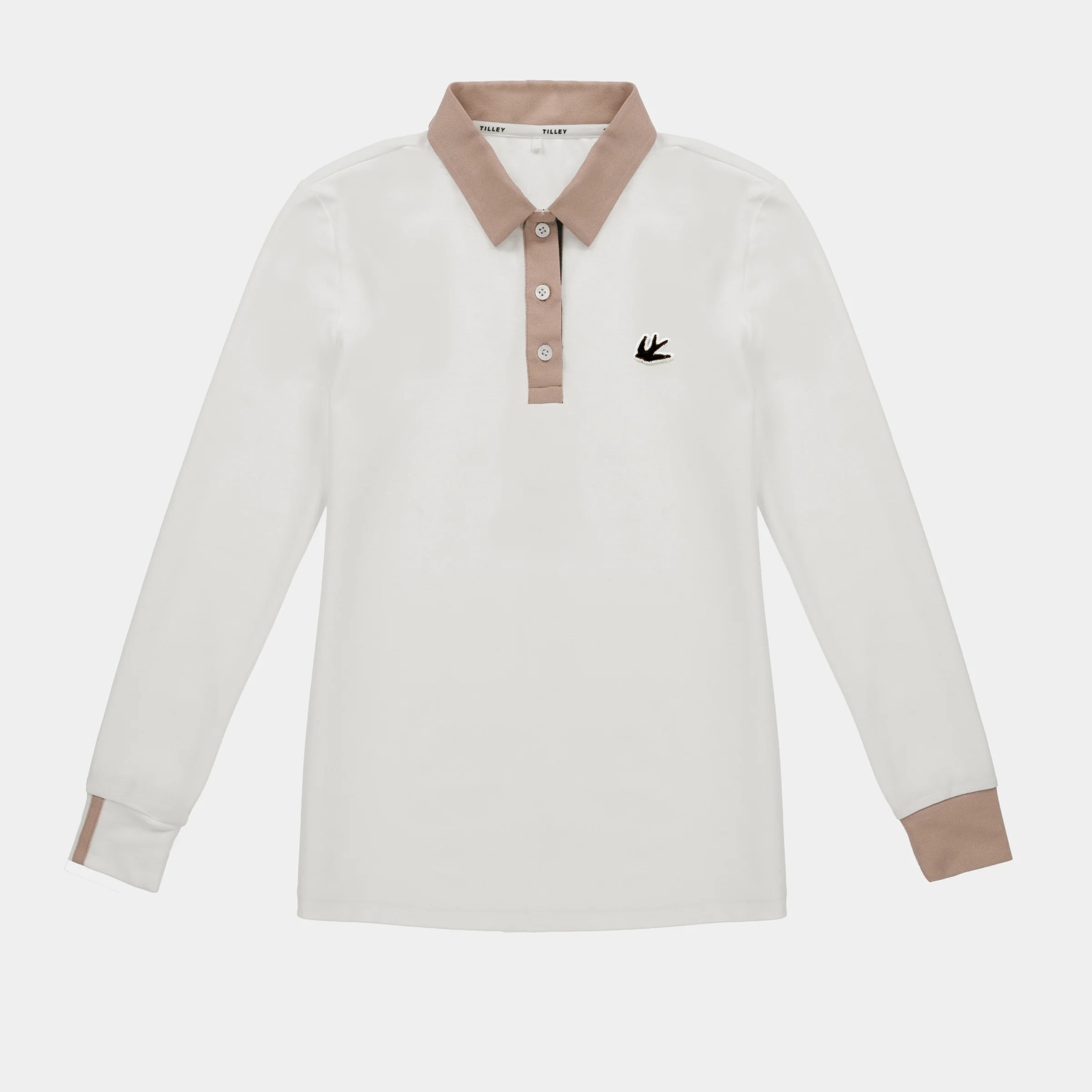 Preppy Pique Long Sleeve Stripe Placket Polo